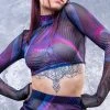 Badinka Synth Wave Mesh Sleeved Top