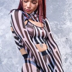 Badinka Illusion Mesh 2 Piece Shrug Top