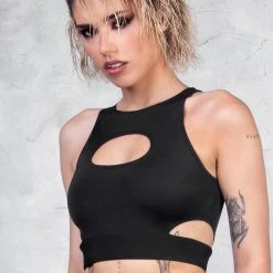 Badinka Back To Black Keyhole Cutout Crop Top