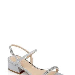 Jewel Badgley Mischka Aaliyah Block Heel Sandal -Badgley Mischka shop AALIYAH JW4401 SILGLT 1 03982.1678473801
