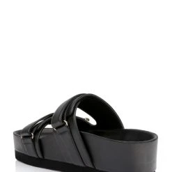 American Designers Slice Slip-On Casual Sandals -Badgley Mischka shop AD1001 BLKLEA 3 68273.1675719842