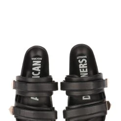 American Designers Slice Slip-On Casual Sandals -Badgley Mischka shop AD1001 BLKLEA 5 83468.1675719842