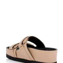American Designers Slice Slip-On Casual Sandals -Badgley Mischka shop AD1001 PARCHM 3 43744.1675719842