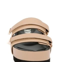 American Designers Slice Slip-On Casual Sandals -Badgley Mischka shop AD1001 PARCHM 4 11782.1675719842