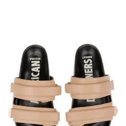 American Designers Slice Slip-On Casual Sandals -Badgley Mischka shop AD1001 PARCHM 5 65730.1675719842