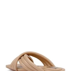 American Designers Junction Puff Crisscross Strap Sandals -Badgley Mischka shop AD1002 PARCHM 3 53623.1675719858