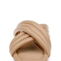 American Designers Junction Puff Crisscross Strap Sandals -Badgley Mischka shop AD1002 PARCHM 4 13452.1675719858