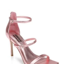 American Designers Vogue Metallic Stiletto Heel With Ankle Strap -Badgley Mischka shop AD1003 PNKLEA 1 60040.1678474101