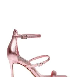 American Designers Vogue Metallic Stiletto Heel With Ankle Strap -Badgley Mischka shop AD1003 PNKLEA 2 62214.1675719869