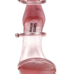 American Designers Vogue Metallic Stiletto Heel With Ankle Strap -Badgley Mischka shop AD1003 PNKLEA 4 97245.1675719869