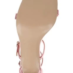 American Designers Vogue Metallic Stiletto Heel With Ankle Strap -Badgley Mischka shop AD1003 PNKLEA 6 35898.1675719869