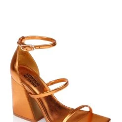American Designers Sly Metallic Block Heel With Ankle Strap