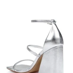 American Designers Sly Metallic Block Heel With Ankle Strap -Badgley Mischka shop AD1004 SILLEA 3 73045.1675719880