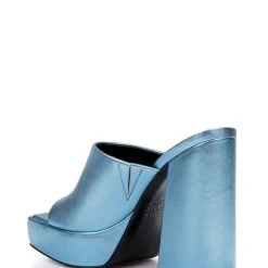 American Designers Lofty Metallic Platform Block Heel Slide 16 American Designers Lofty Metallic Platform Block Heel Slide -Badgley Mischka shop AD1005 BLULEA 3 50580.1675719891