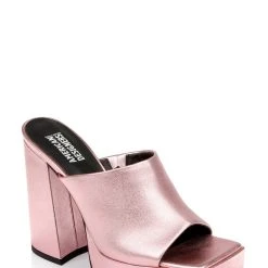 American Designers Lofty Metallic Platform Block Heel Slide 20 American Designers Lofty Metallic Platform Block Heel Slide -Badgley Mischka shop AD1005 PNKLEA 1 55143.1678474017
