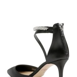 Jewel Badgley Mischka Alaia Pointed-Toe Kitten Heel -Badgley Mischka shop ALAIA JW4405 BLKSAT 3 88385.1658864920