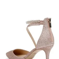 Jewel Badgley Mischka Alaia Pointed-Toe Kitten Heel -Badgley Mischka shop ALAIA JW4405 ROSGLT 3 74843.1658864920