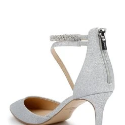 Jewel Badgley Mischka Alaia Pointed-Toe Kitten Heel -Badgley Mischka shop ALAIA JW4405 SILGLT 3 33560.1658864920