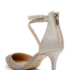 Jewel Badgley Mischka Alaia Pointed-Toe Kitten Heel -Badgley Mischka shop ALAINA JW4405 GLDGLT 3 35712.1658864920