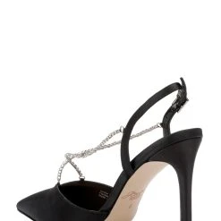 Jewel Badgley Mischka Alegria Pointed Toe Stiletto -Badgley Mischka shop ALEGRIA JW4408 BLKSAT 3 92414.1658864963