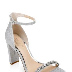 Jewel Badgley Mischka Alyssa Block Heel Sandals -Badgley Mischka shop ALYSSA JW4415 SILGLT 1 19164.1658865081