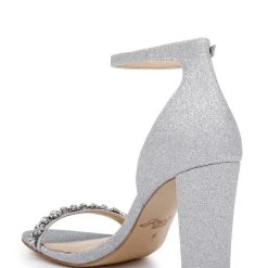 Jewel Badgley Mischka Alyssa Block Heel Sandals -Badgley Mischka shop ALYSSA JW4415 SILGLT 3 89455.1658865081