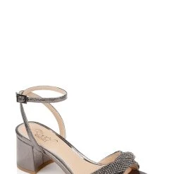 Jewel Badgley Mischka Ansley Metallic Mesh Block Heel -Badgley Mischka shop ANSLEY JW4421 PWTTX L 1 94245.1678473760