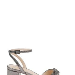 Jewel Badgley Mischka Ansley Metallic Mesh Block Heel -Badgley Mischka shop ANSLEY JW4421 PWTTX L 2 47493.1658865130