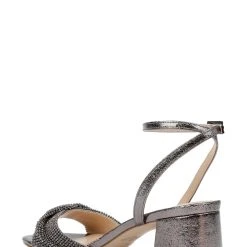 Jewel Badgley Mischka Ansley Metallic Mesh Block Heel -Badgley Mischka shop ANSLEY JW4421 PWTTX L 3 14044.1658865130