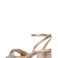 Jewel Badgley Mischka Ansley Metallic Mesh Block Heel -Badgley Mischka shop ANSLEY JW4421 ROSTXL 3 78882.1658865130