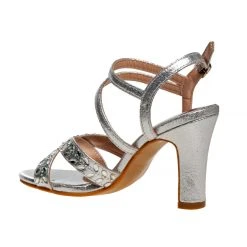 Badgley Mischka Strappy Open Toe Metallic Girls Shoe -Badgley Mischka shop BM84020 silver7 47518 36555.1625120824