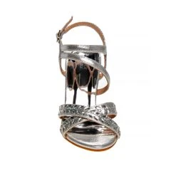 Badgley Mischka Strappy Open Toe Metallic Girls Shoe -Badgley Mischka shop BM84020 silver 8 33624 95973.1625120824