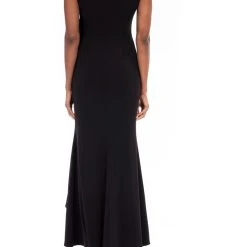 Badgley Mischka Crepe Ruffle Side Gown -Badgley Mischka shop BM E Comm Feb21 156 57965 53227.1615074899
