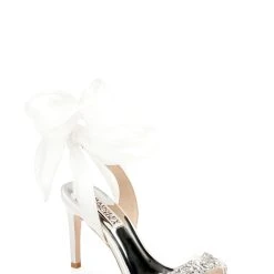 Badgley Mischka Bobbie Statement Bow Strap Stiletto -Badgley Mischka shop BOBBIE MP6024 WHTSAT 1 07648.1624237469