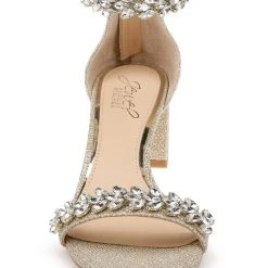 Jewel Badgley Mischka Bronwen Embellished Evening Shoe -Badgley Mischka shop BRONWEN JW3344 GLDFAB 4 FRONT VIEW 39528 67245.1633461121