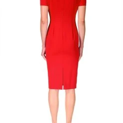 Badgley Mischka Form-Fitting Day Dress -Badgley Mischka shop BSD4847A RED 3 98060.1668627582