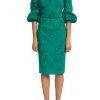 Badgley Mischka Puff-Shoulder, Laser-Cut Paisley Dress -Badgley Mischka shop BSD4912 GREE 1 36596.1656449411