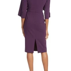 Badgley Mischka Double Layer Day Dress -Badgley Mischka shop BSD4918 PLUM 3 54372.1656453529
