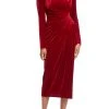 Badgley Mischka 40’S Pleated Velvet Dress -Badgley Mischka shop BSD4922 RED 1 32257.1660593699