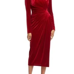 Badgley Mischka 40’S Pleated Velvet Dress