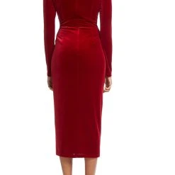 Badgley Mischka 40’S Pleated Velvet Dress -Badgley Mischka shop BSD4922 RED 3 89699.1660593698