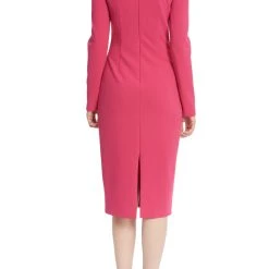 Badgley Mischka Asymmetrical Long-Sleeved Fuchsia Sheath Dress 7 Badgley Mischka Asymmetrical Long-Sleeved Fuchsia Sheath Dress -Badgley Mischka shop BSD4943 FUCH 3 44583.1666734981