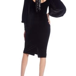 Badgley Mischka Open Back Balloon Sleeve Cocktail Dress -Badgley Mischka shop BSD4960 BLCK 3 78652.1661628873