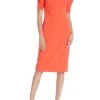 Badgley Mischka Drama Shoulder Sheath Dress