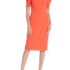 Badgley Mischka Drama Shoulder Sheath Dress