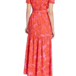 Badgley Mischka Belted Ruffle Wrap Dress With Floral Print -Badgley Mischka shop BSD5014 REMU 3 58910.1674597245