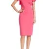 Badgley Mischka Ruffled Rosette Sleeves Sheath -Badgley Mischka shop BSD5041 WAME 1 36771.1674597256