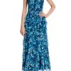 Badgley Mischka Cascading Ruffles Dress With Floral Print -Badgley Mischka shop BSD5065 TLMU 1 10376.1674597264