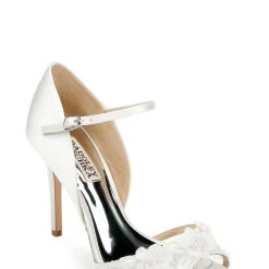Badgley Mischka Carter Peep Toe D'Orsay -Badgley Mischka shop CARTER MP5217 WHTSAT 1 FRONT VIEW 53049 26112.1634687874