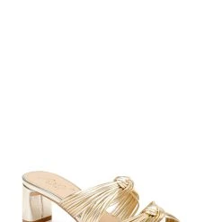 Jewel Badgley Mischka Cheryl Backless Double-Knotted Block Heel -Badgley Mischka shop CHERYL JW4021 GLDLEA 1 67425.1673491118